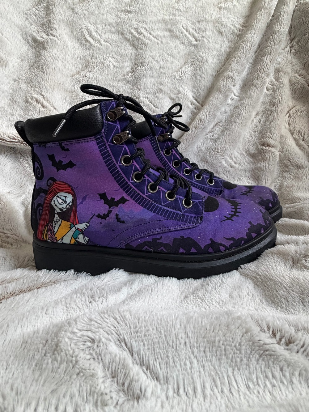 Disney Jack & Sally Purple Combat Boots Ankle Women's US 7.5 EU 40.5